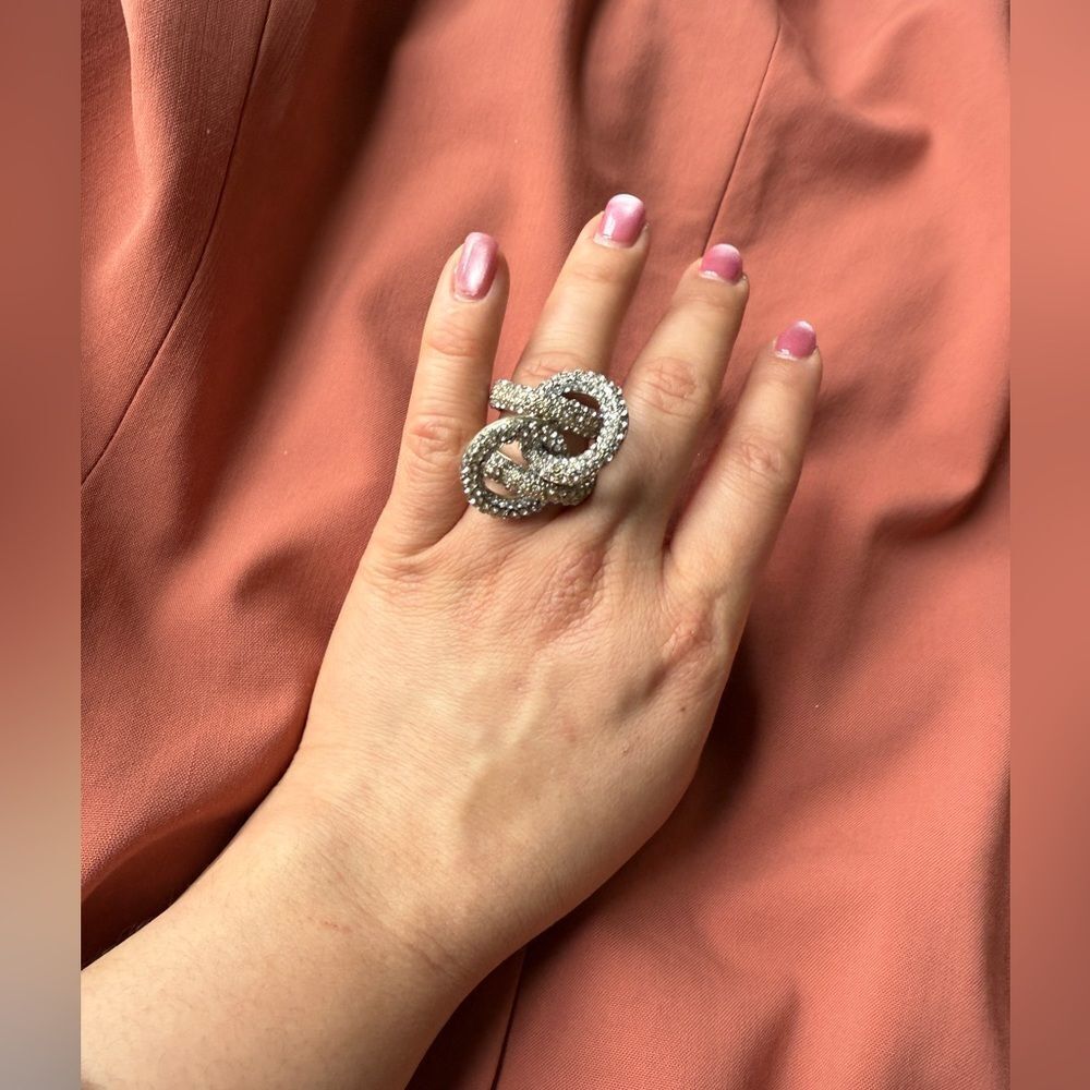 Silver Statement Banana Republic Disco Glam Party Evening Ring Sz 6.5